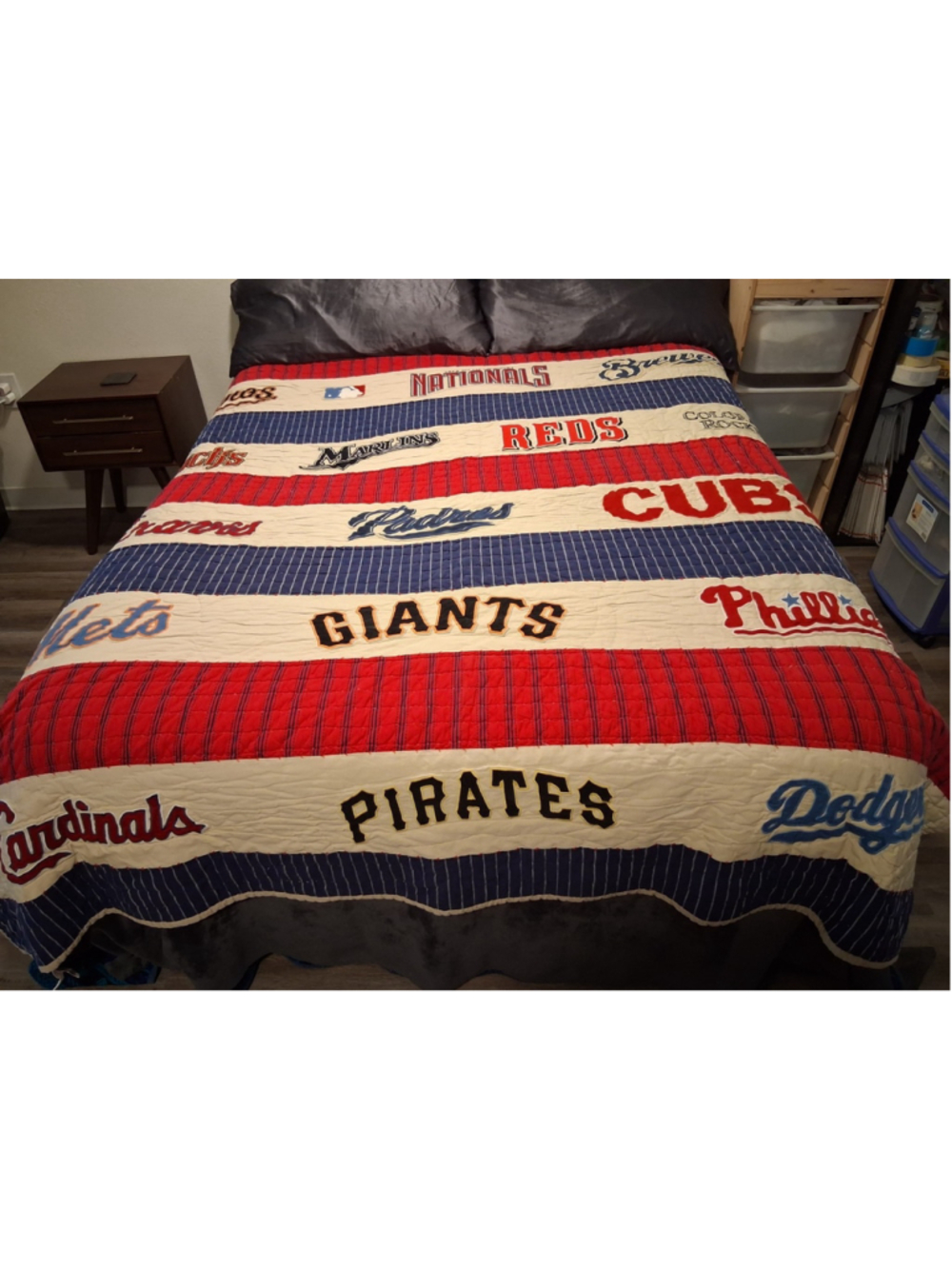 2008 POTTERY BARN KIDS x MLB Baseball Quilt Blanket Full Queen Multicolor Heavy